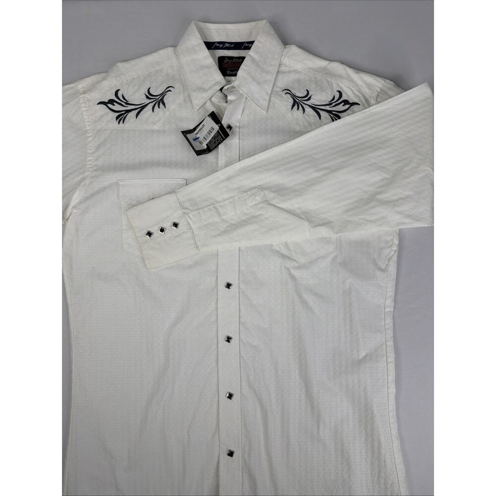 WRANGLER George Strait Troubadour Shirt White Diamond Pearl Snap Western Mens L